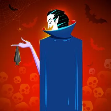 Dracula with hanging Bat Illustrazione stock
