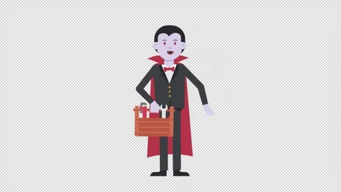 Dracula Holding Toolbox Stock Footage 205050470
