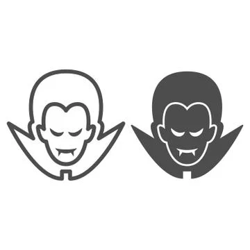 Dracula line and solid icon, Halloween concept, Vampire sign on white background Illustrazione stock