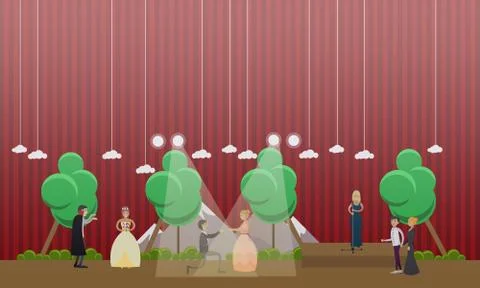 Dracula, opera performance vector illustration in flat style Stock Illustration