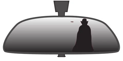Dracula In Rear View Mirror Stock Illustration