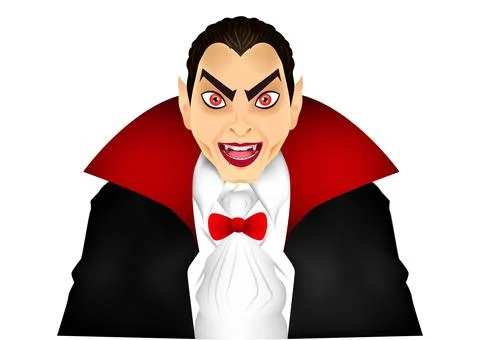 Dracula on white background. Vector illustration  a Vampire in a red cloak Stock Illustration