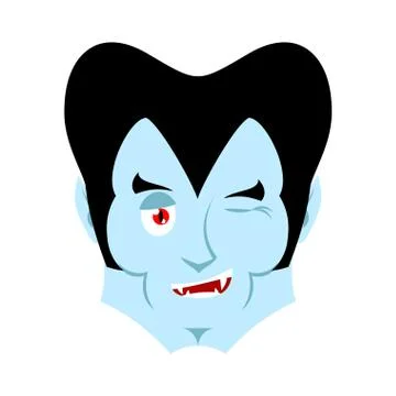 Dracula winking Emoji. Vampire happy emotion face isolated Stock Illustration