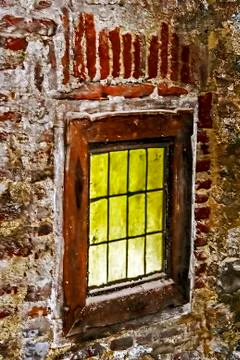 Dracula's castle. window Stock Photos