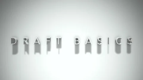 Draft basics 3D title animation white text on a white background Stock Footage 299648078