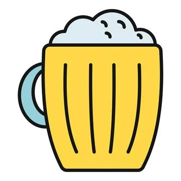 Draft beer mug with foam outline illustration Stock Illustration