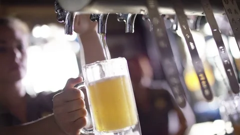 Draft Beer Pour Bartender Stock Footage 71332240