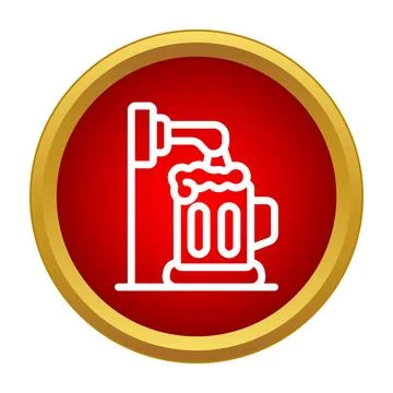 Draft beer pouring into mug icon Stock Illustration