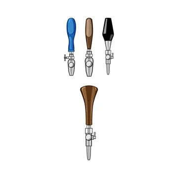 Draft beer tap handles dispensing fresh beverage Stock Illustration