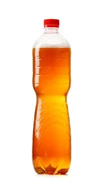 Draft beer in a transparent plastic bottle, isolated on a white background. Foto stock