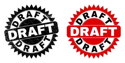 DRAFT Black Rosette Stamp with Scratched Texture Stock Illustration