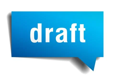 Draft blue 3d realistic paper speech bubble Illustrazione stock