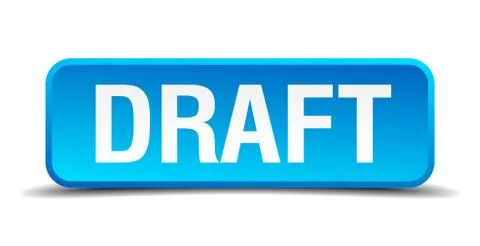 Draft blue 3d realistic square isolated button Illustrazione stock