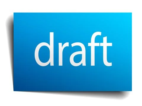 Draft blue paper sign on white background Illustrazione stock