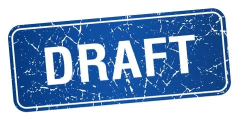 Draft blue square grunge textured isolated stamp Stock Illustration