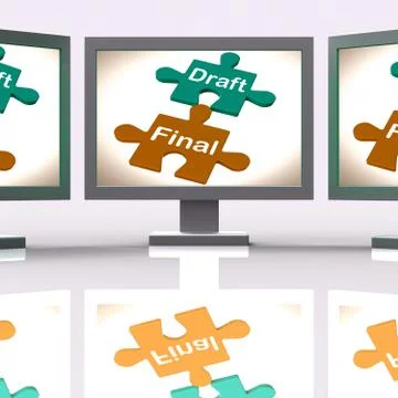 Draft Final Puzzle Shows Write And Rewrite Illustrazione stock