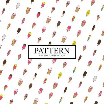Draft ice cream pattern on white background - Vector Stock Illustration