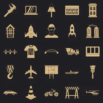 Draft icons set, simple style Stock Illustration