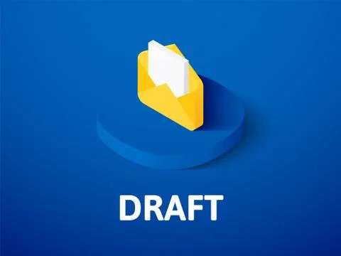 Draft isometric icon, isolated on color background Illustrazione stock