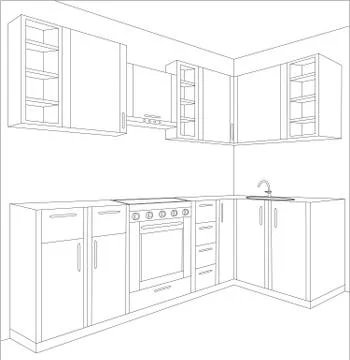 Draft of kitchen Stock Illustration