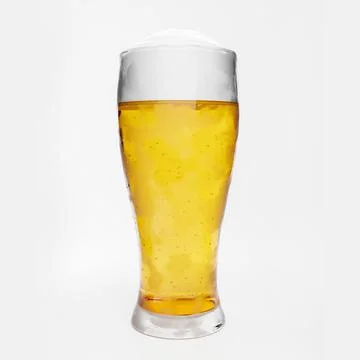 Draft or craft beer in a clear glass with beer foam and bubbles in the glass. Stock Illustration