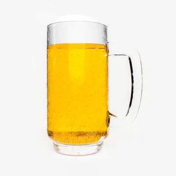 Draft or craft beer in a clear glass with beer foam and bubbles in the glas.. 스톡 일러스트