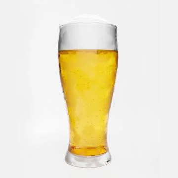 Draft or craft beer in a clear glass with beer foam and bubbles in the glas.. 스톡 일러스트
