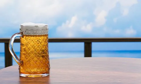 Draft or craft beer in a tall clear glass With beer foam on top And there are Stock Illustration
