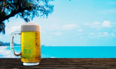 Draft or craft beer in a tall clear glass With beer foam on top And there are Stock Illustration