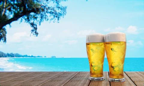 Draft or craft beer in a tall clear glass With beer foam on top And there are Stock Illustration