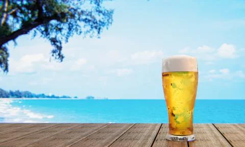 Draft or craft beer in a tall clear glass With beer foam on top And there are Stock Illustration