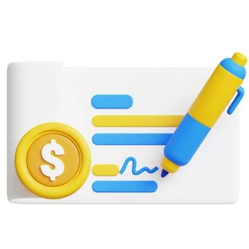 Draft Payment 3d icon illustration. Stock Photos
