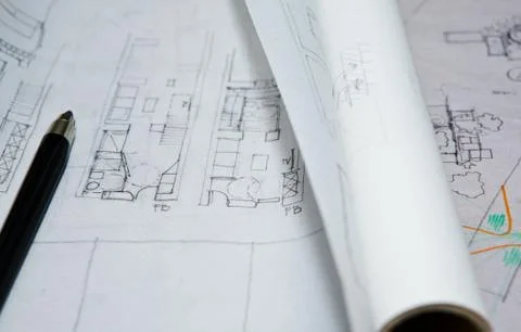 Draft plans Stock Photos