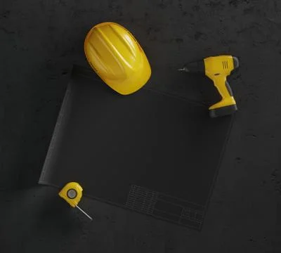 Draft project and helmet Stock Illustration