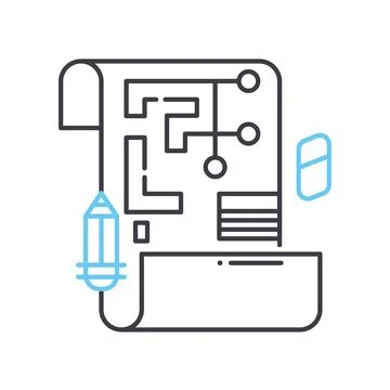 Draft project line icon, outline symbol, vector illustration, concept sign Stock Illustration