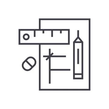 Draft project linear icon, sign, symbol, vector on isolated background Stock Illustration