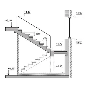 Draft Project Stairs on White Background. Vector 库存插图
