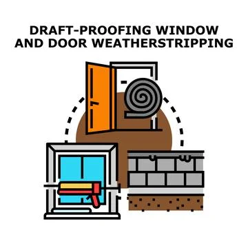 Draft proofing window and door weatherstripping concept Stock Illustration