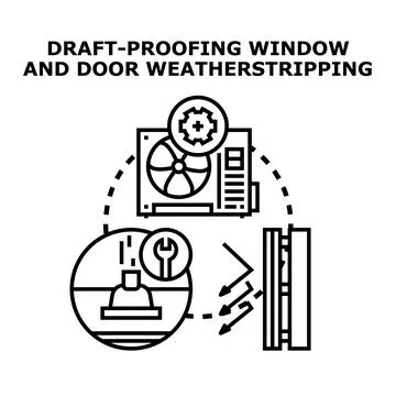 Draft proofing window and door weatherstripping concept Stock Illustration