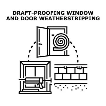 Draft proofing window and door weatherstripping concept Stock Illustration