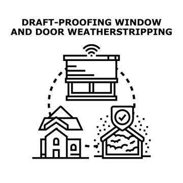 Draft proofing window and door weatherstripping concept Ilustración de archivo