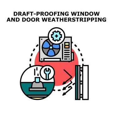 Draft proofing window and door weatherstripping concept Ilustración de archivo