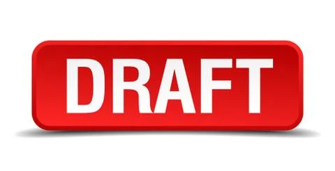 Draft red 3d square button isolated on white background Stock Illustration