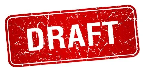 Draft red square grunge textured isolated stamp Stock Illustration