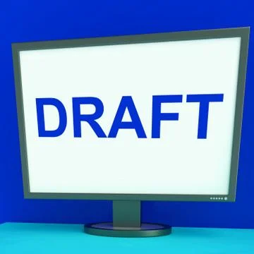 Draft screen shows outline documents or letter online Stock Illustration