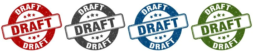 Draft stamp. draft round stamp set isolated on white background Illustrazione stock