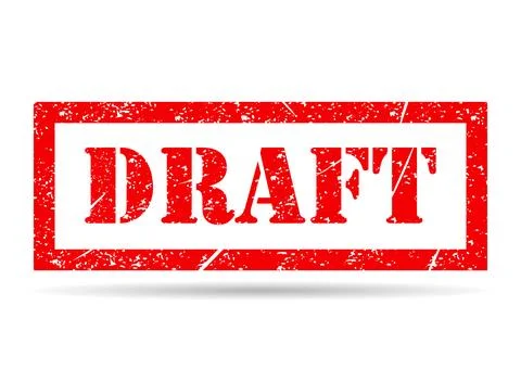 Draft stamp shadow symbol, label sticker sign button, text banner vector illu Illustrazione stock