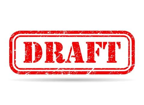 Draft stamp shadow symbol, label sticker sign button, text banner vector illu Illustrazione stock