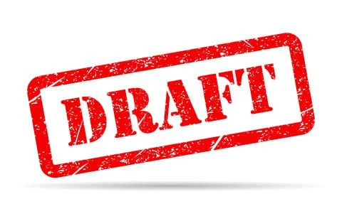 Draft stamp shadow symbol, label sticker sign button, text banner vector illu Stock Illustration