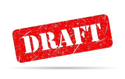 Draft stamp shadow symbol, label sticker sign button, text banner vector illu Stock Illustration